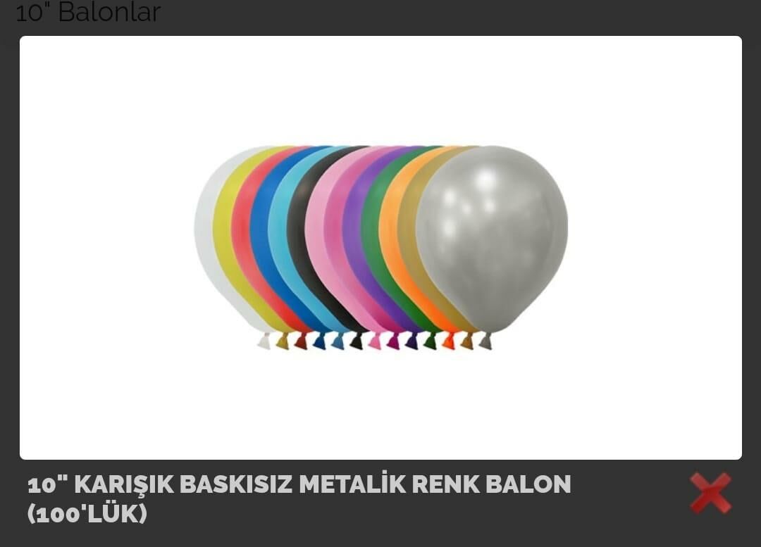 BALON 10'' METALİK KARIŞIK 100'LÜ