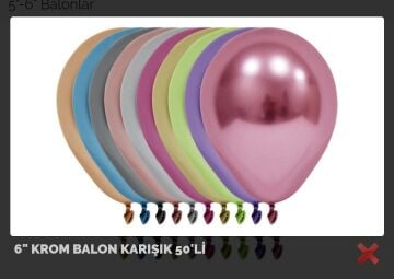 BALON KROM 6'' KARIŞIK 50 Lİ