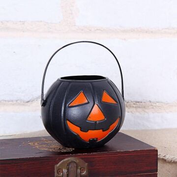 HALLOWEEN PLASTİK BAL KABAĞI ASKILI  SİYAH 18 CM