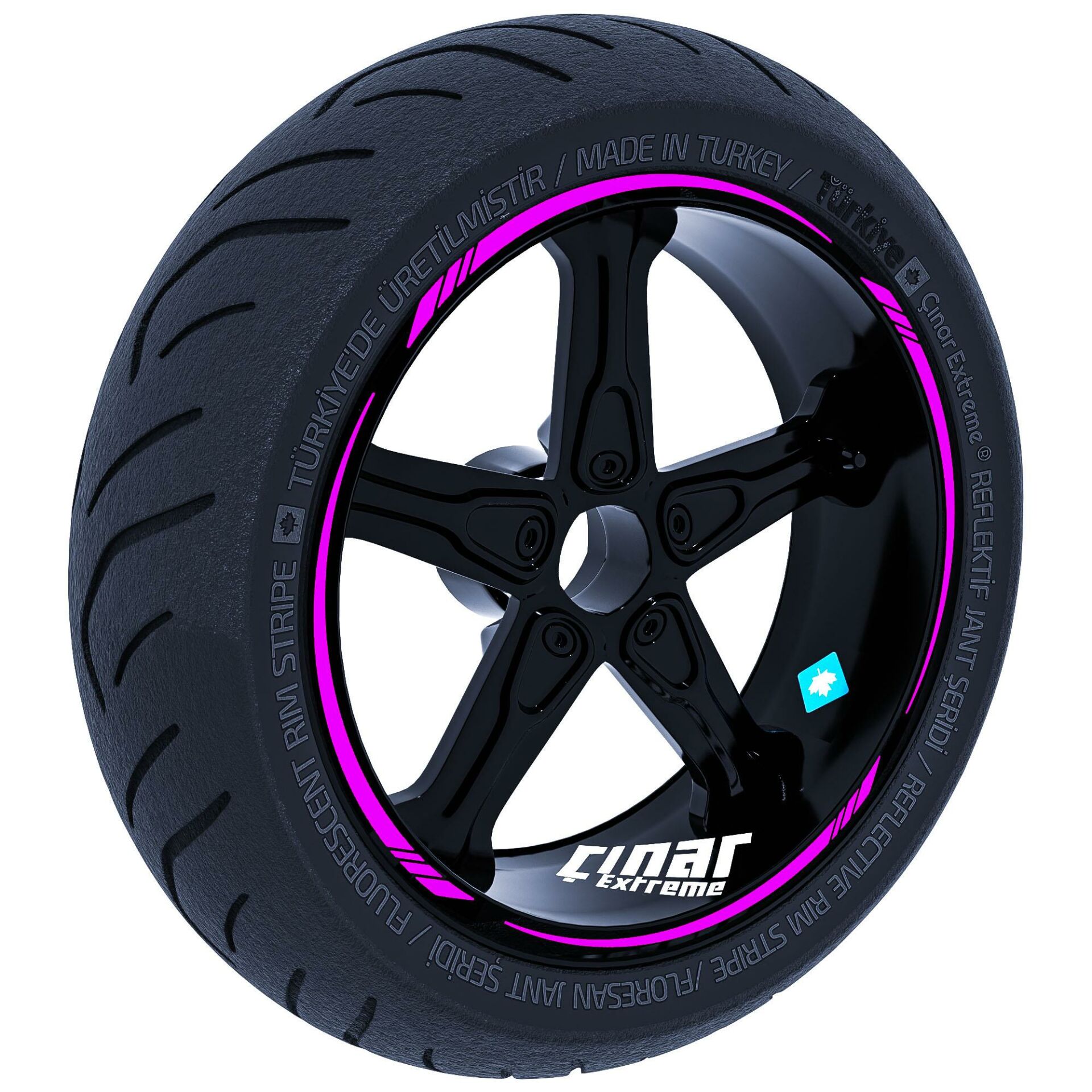 Gül Pembesi 4 Parçalı Keskin Jant Şeridi Sticker Çınar Extreme