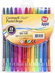 RED APPLE PASTEL BOYA ÇEVİRMELİ 12 Lİ GS-12C