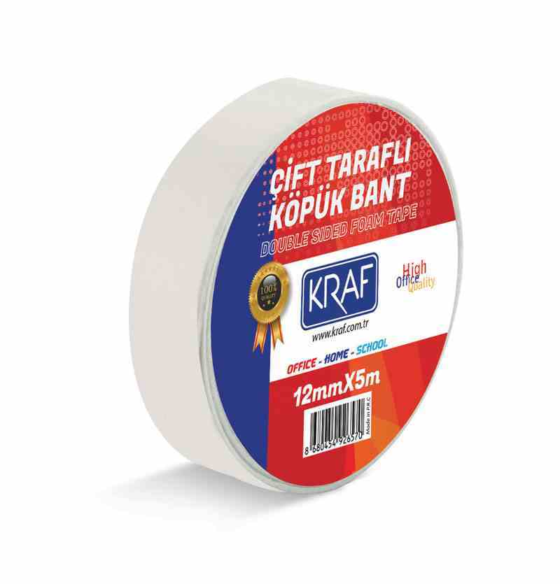 KRAF ÇİFT TARAFLI KÖPÜK BANT 12MMX5M 5012G