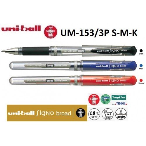 UNİ İMZA KALEMİ SIGNO UM-153 3 LÜ UM-153/3P S-M-K