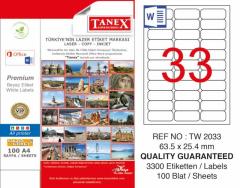 TANEX LASER ETİKET TW-2033 63.5 X 25.4 MM