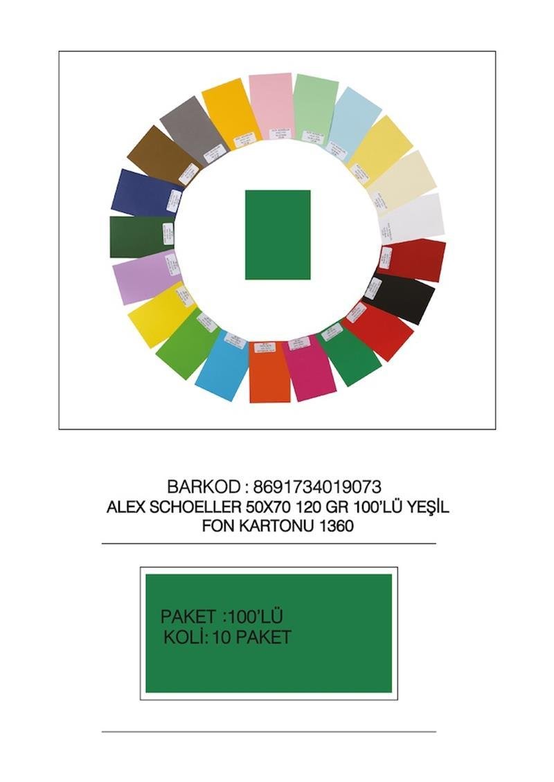 ALEX FON KARTONU 50x70 120 GR YEŞİL 100 LÜ 60