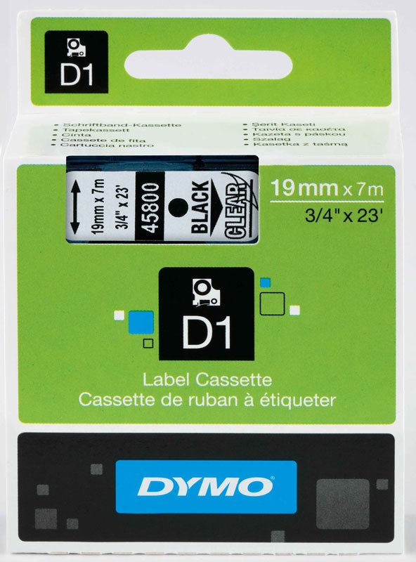 DYMO ŞERİT D1 19MMx7MT ŞEFFAF/SİYAH 720820 45800