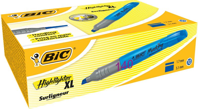 BIC FOSFORLU K. BRITE LINER XL MAVİ 10 LU 942078