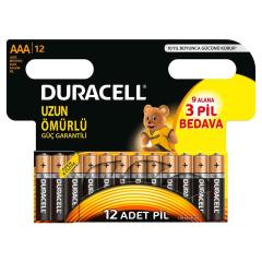 DURACELL PİL AAA İNCE KALEM 12Lİ (9+3)