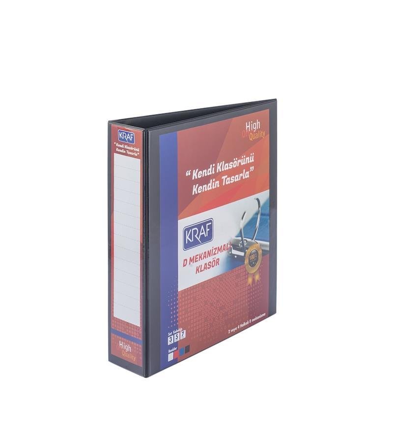 KRAF D MEKANİZMALI KLASÖR 7CM 4 HALKA 1074 SİYAH