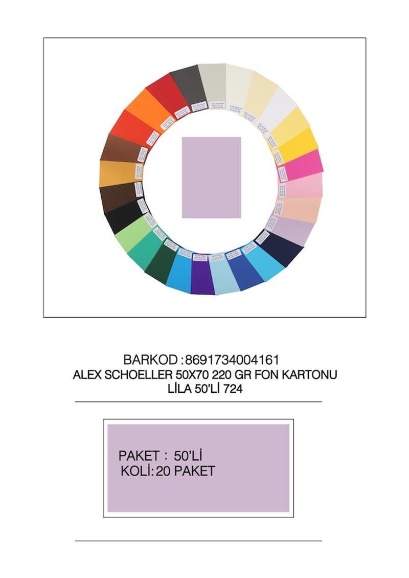 ALEX FON KARTONU 50x70 220GR LİLA 50 Lİ 724