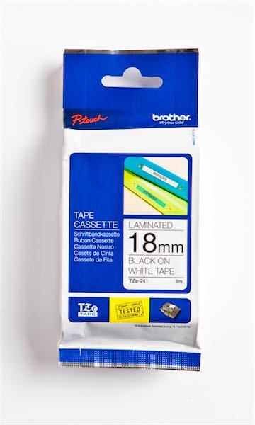 BROTHER PTOUCH ETİKET 18MM BEYAZ-SİYAH TZ241