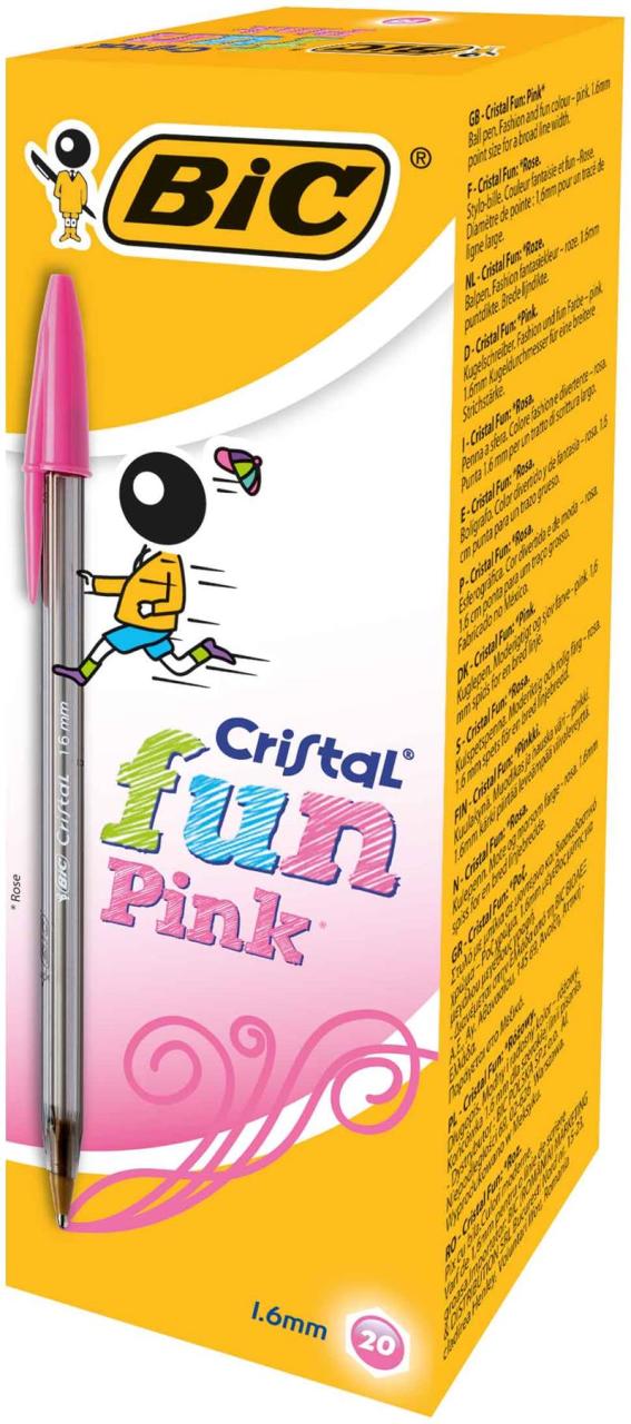 BIC TÜKENMEZ CRISTAL LARGE FUN PEMBE 20Lİ 929056