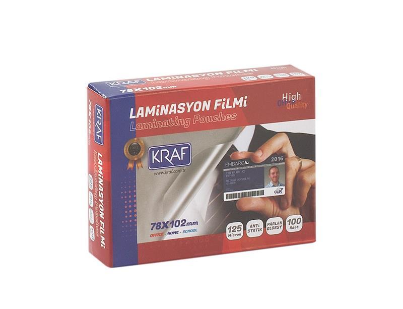 KRAF LAMİNASYON FİLMİ 78X102MM 125MIC 100LÜ 2127