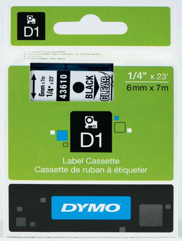 DYMO ŞERİT D1 6MMx7MT ŞEFFAF/SİYAH 0720770 43610