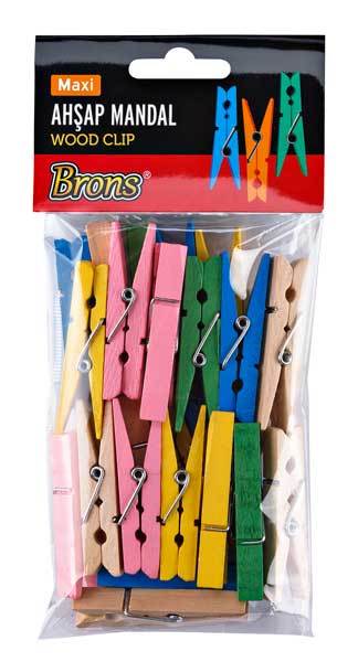 BRONS MANDAL AHŞAP RENKLİ BÜYÜK 45MM 25 Lİ BR-905