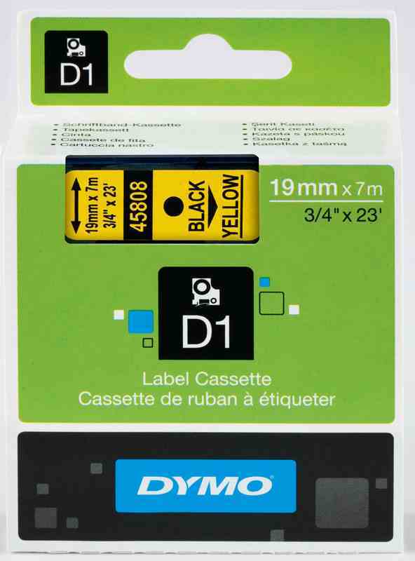 DYMO ŞERİT D1 19MMx7MT SARI/SİYAH 720880 45808