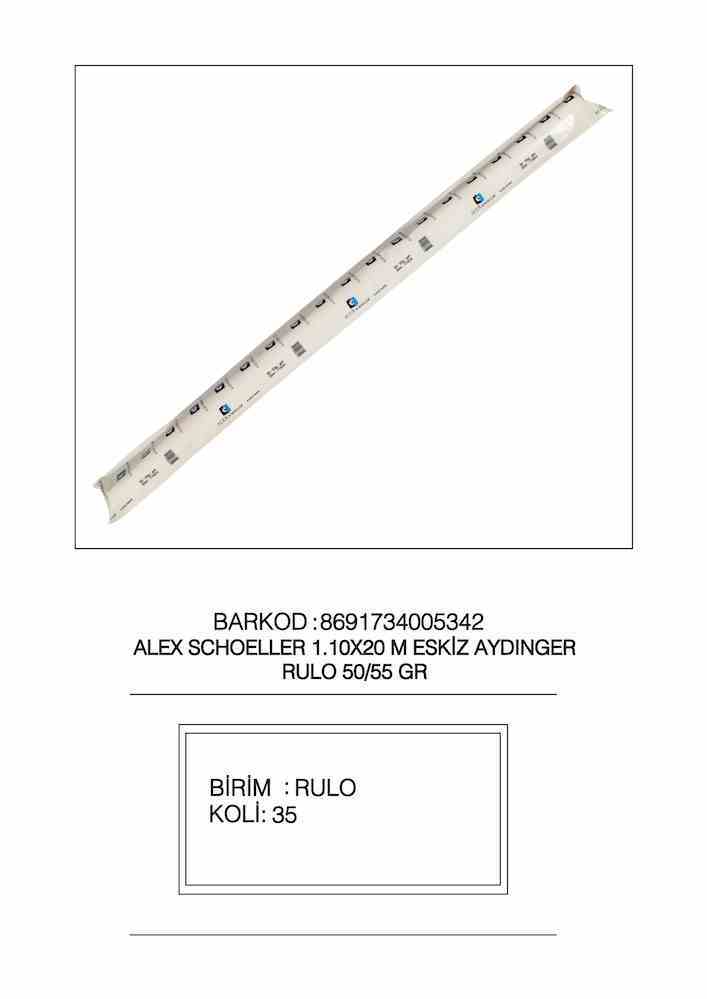 ALEX ESKİZ KAĞIDI 20x110 CM RULO 50/55