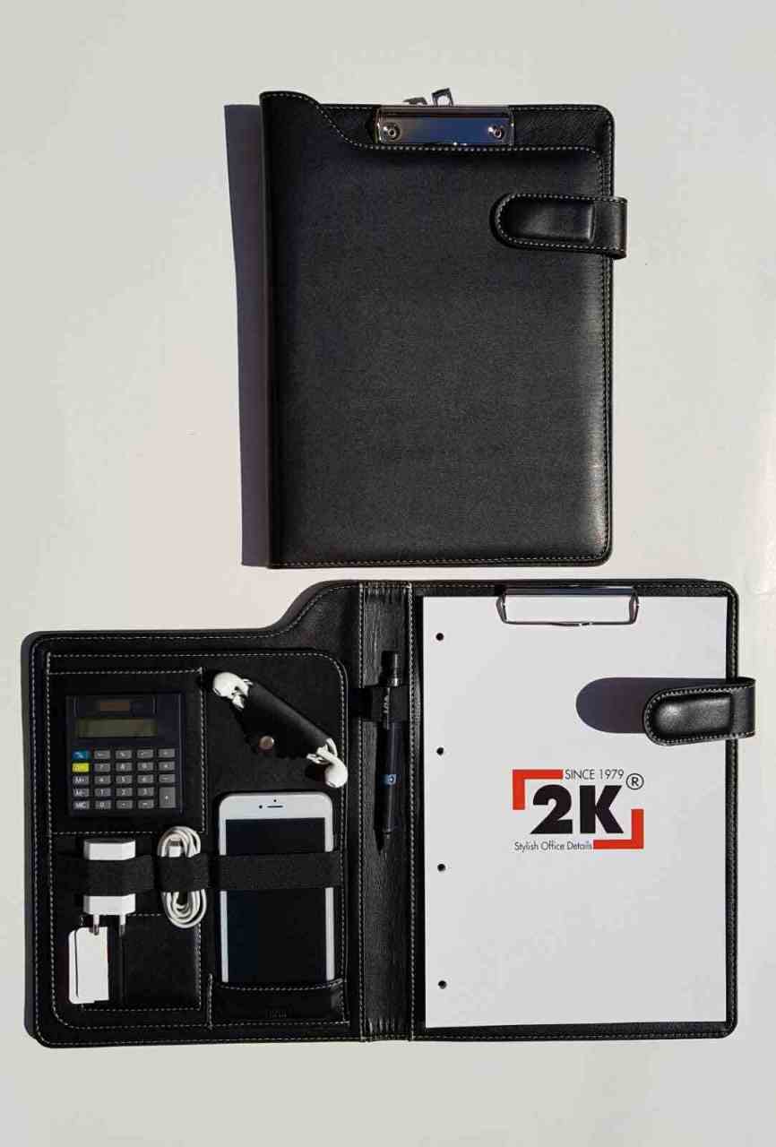 2K SEKRETERLİK A4 S.DERİ KAVİSLİ KAPAK SİYAH 6000