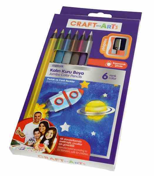 CRAFT&ARTS KURU BOYA JUMBO METALİK 6 LI CAKB-6M