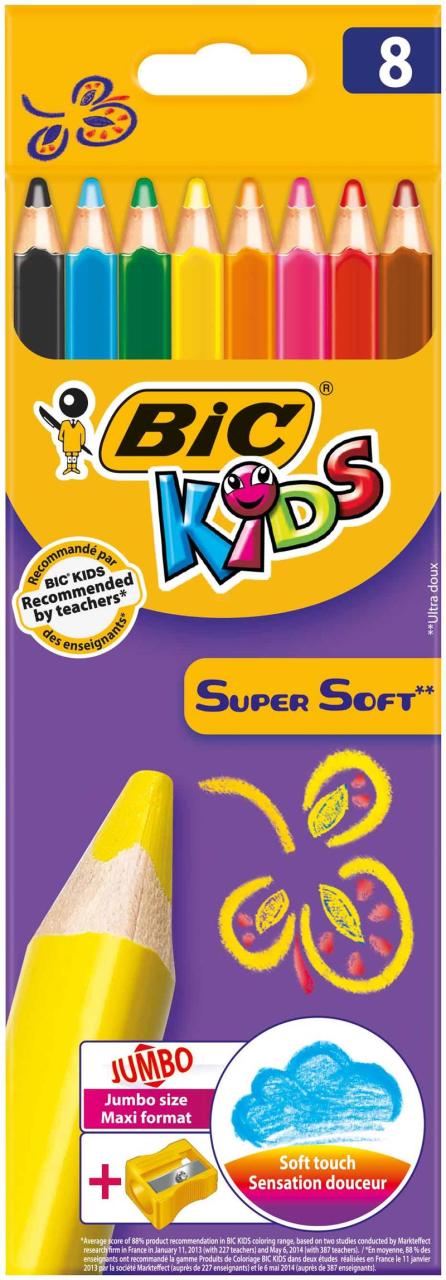 BIC KURUBOYA+KALEMTRAŞ SÜPERSOFT 8 Lİ 895921