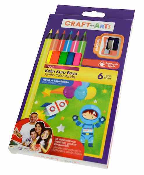 CRAFT&ARTS KURU BOYA JUMBO NEON 6 LI CAKB-6N