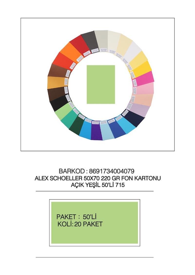 ALEX FON KARTONU 50x70 220GR A.YEŞİL 50 Lİ 715