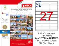 TANEX LASER ETİKET TW-2327 70 X 30 MM