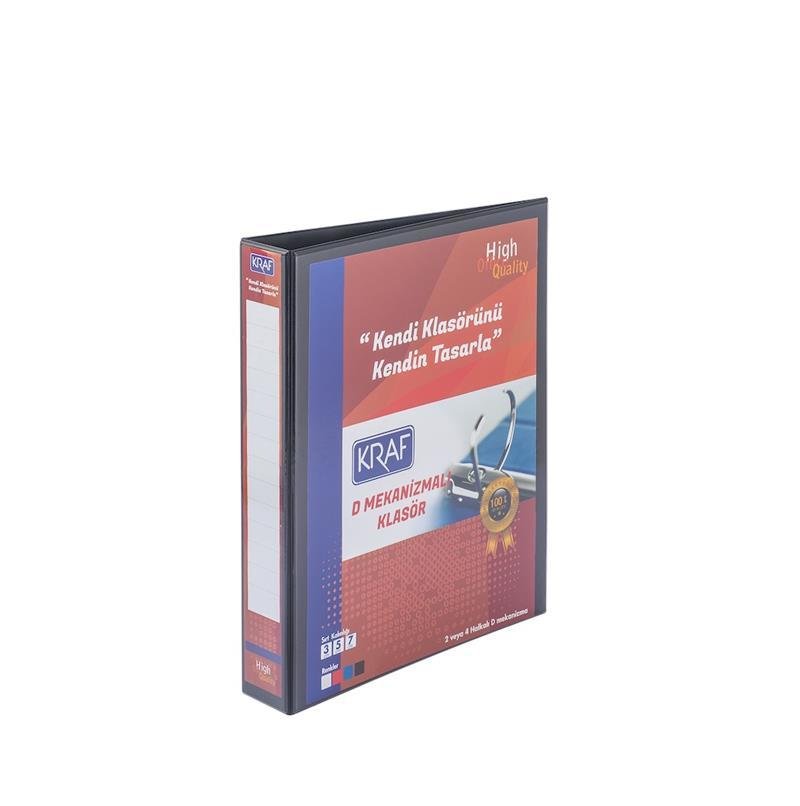 KRAF D MEKANİZMALI KLASÖR 5CM 4 HALKA 1054 SİYAH