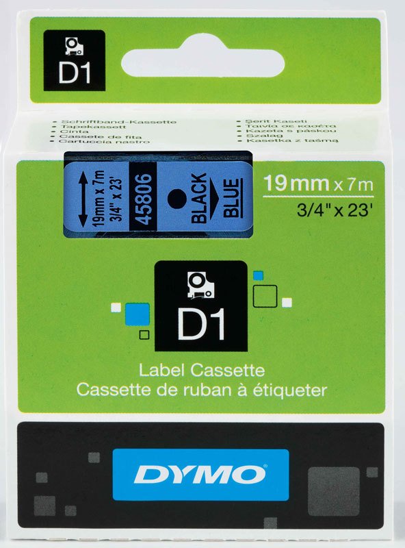 DYMO ŞERİT D1 19MMx7MT MAVİ/SİYAH 720860 45806