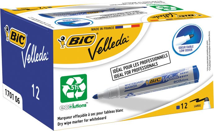 BIC BEYAZ TAHTA K. VELLEDA 1701 12 Lİ MAVİ 904938
