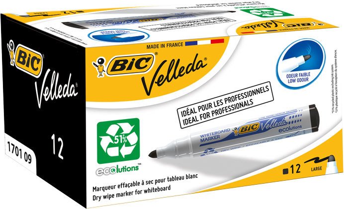BIC BEYAZ TAHTA K. VELLEDA 1701 12 Lİ SİYAH 904937