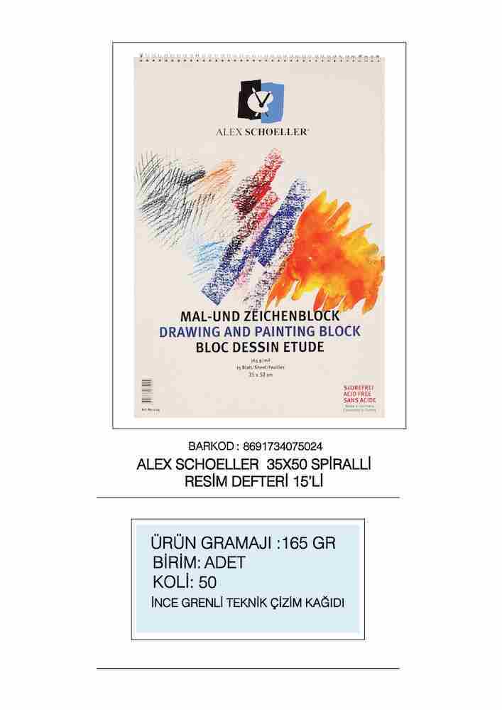 ALEX RESİM DEFTERİ 35x50 SPR. 165 GR 15 YP.