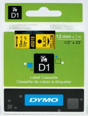 DYMO ŞERİT D1 12MMx7MT SARI/SİYAH 720580 45018