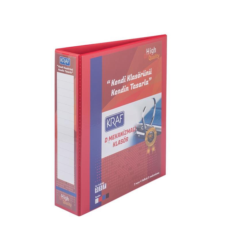 KRAF D MEKANİZMALI KLASÖR 7CM 4 HALKA 1074 KIRMIZI