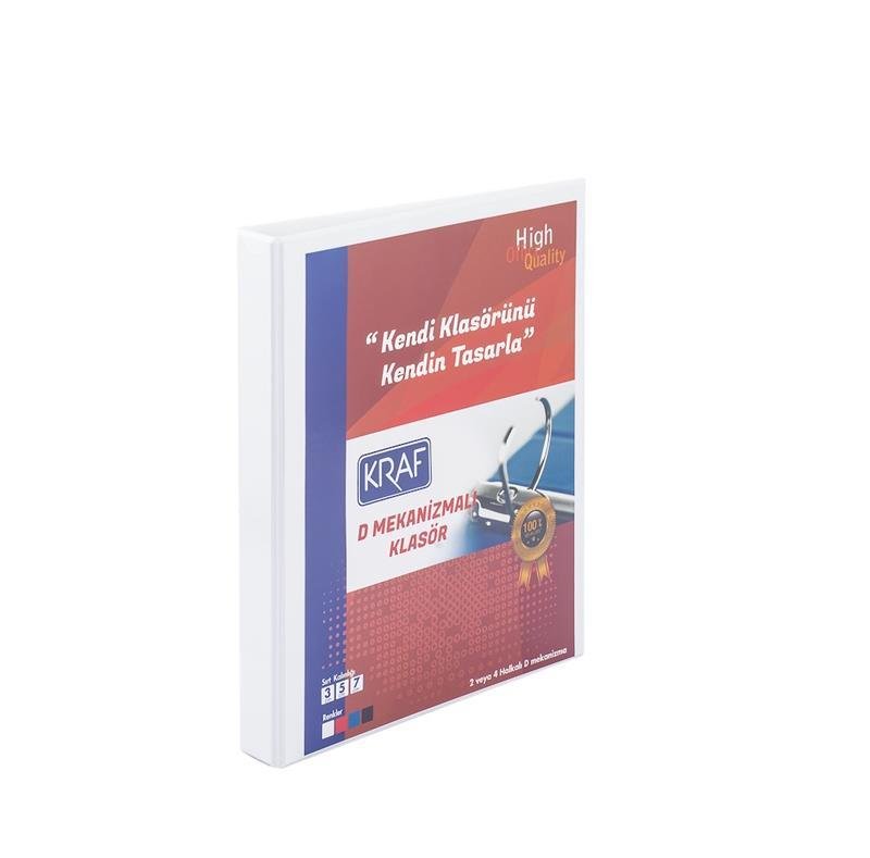 KRAF D MEKANİZMALI KLASÖR 3CM 4 HALKA 1034 BEYAZ