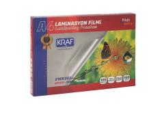 KRAF LAMİNASYON FİLMİ PARLAK A4 125MIC 100LÜ 2124
