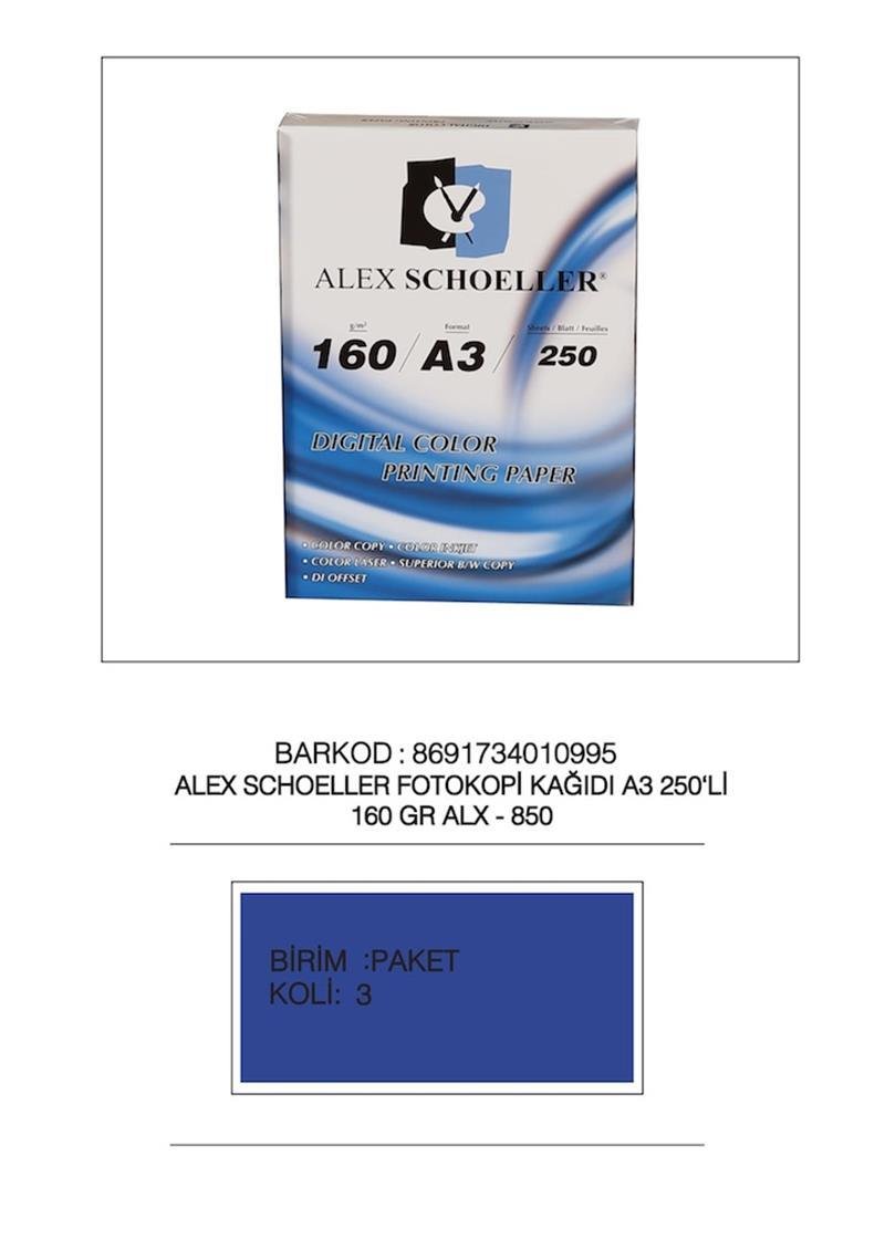 ALEX FOTOKOPİ KAĞIDI A3 160 GR 250 Lİ ALX-850