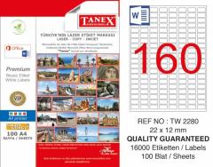 TANEX LASER ETİKET TW-2280 22 X 12 MM