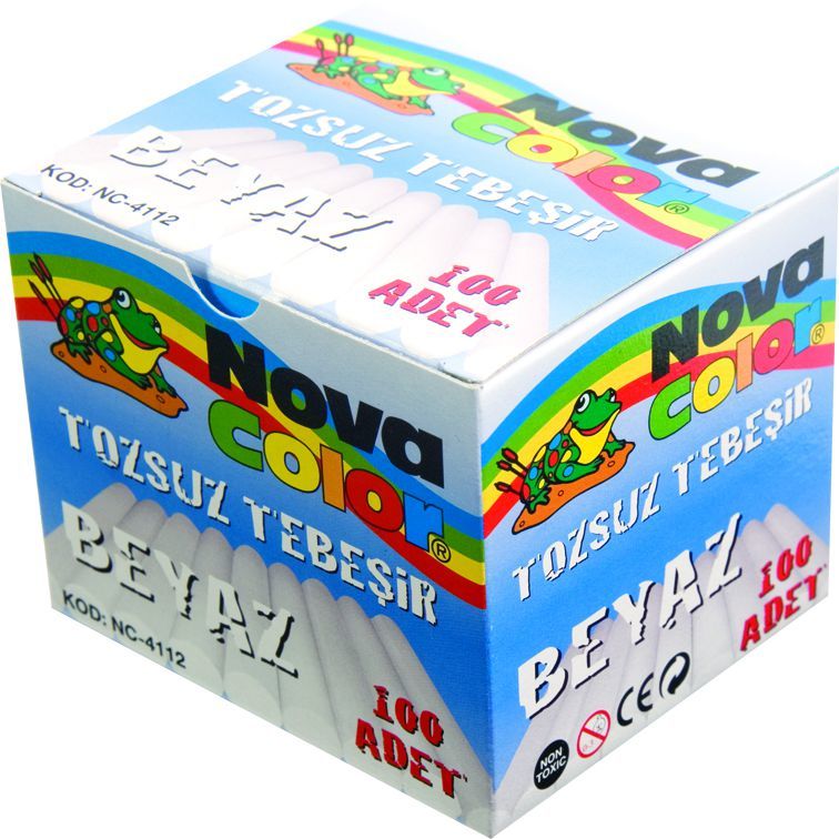 NOVA COLOR TEBEŞİR 100'LÜ BEYAZ TOZSUZ NC-4112