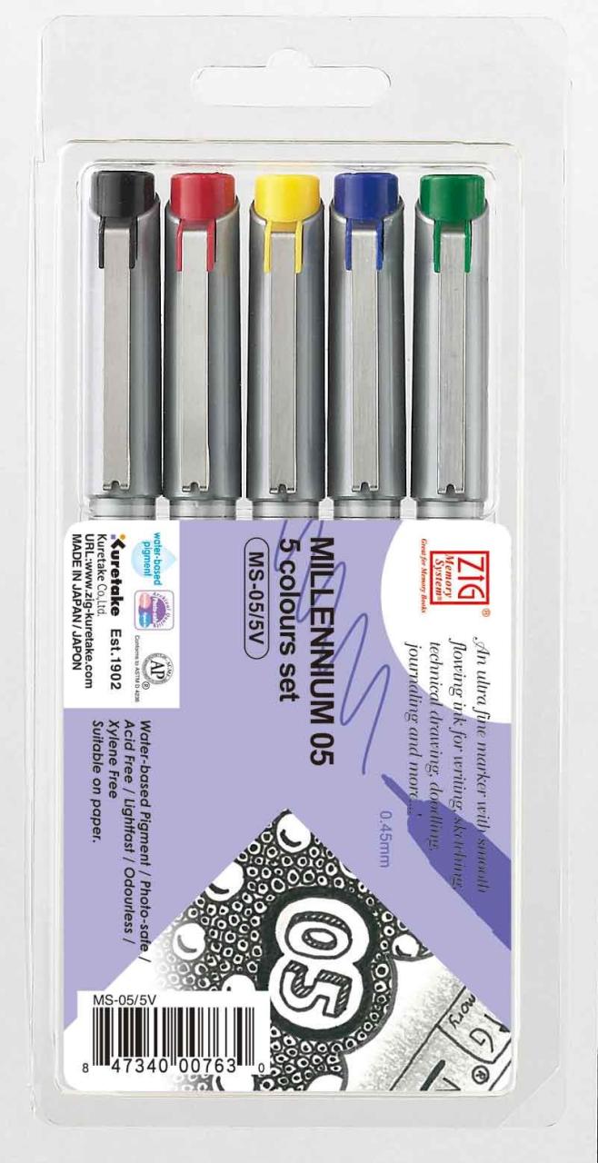 ZIG ÇİZİM KALEMİ MILLENIUM MS-05/5V 0.45MM 5 Lİ