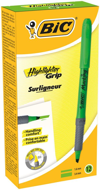 BIC FOSFORLU K. BRITE LINER GRIP 12Lİ YEŞİL 811932