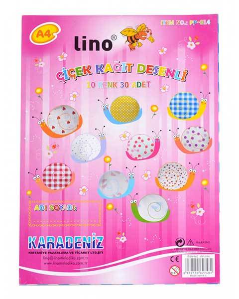 LİNO ÇİÇEK KAĞIT DESENLİ 20X3 10RENK 30'LU PP-014
