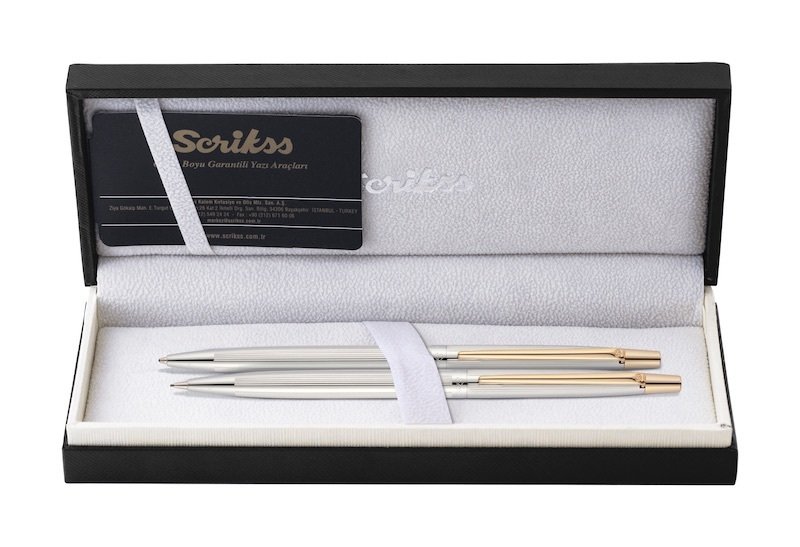 SCRIKSS TÜK.KALEM+VERSATİL 711L GOLD KROM ÇİZGİLİ