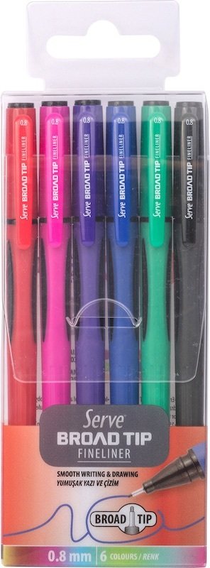 SERVE FINELINER BROAD TIP 08 KARMA PET 6LI BLISTER
