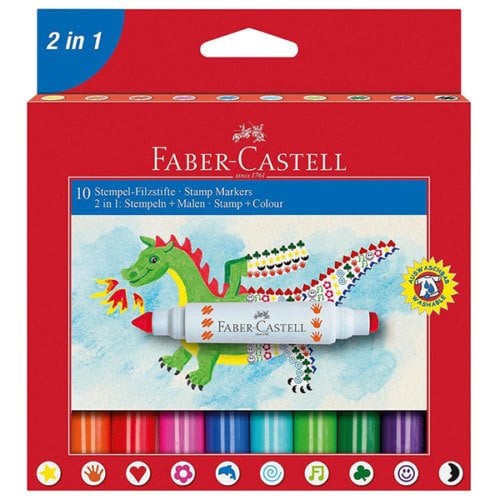 FABER KEÇELİ KALEM JUMBO DAMGALI 2IN1 10LU 155170