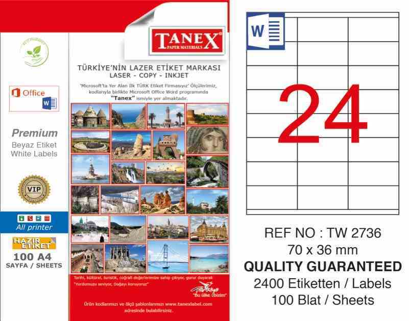 TANEX LASER ETİKET TW-2736 70 X 36 MM