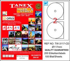 TANEX LASER ETİKET TW-3117 CD 117 MM