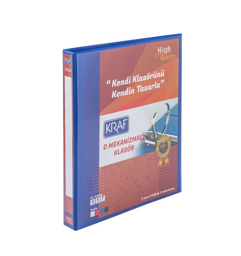 KRAF D MEKANİZMALI KLASÖR 3CM 4 HALKA 1034 MAVİ