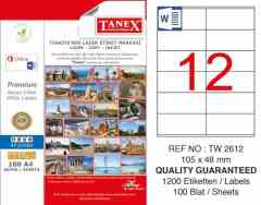 TANEX LASER ETİKET TW-2612 105 X 48 MM