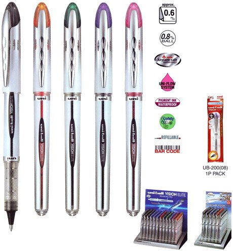 UNİ ROLLER KALEM VISION ELITE UB-200 0.8 MAVİ